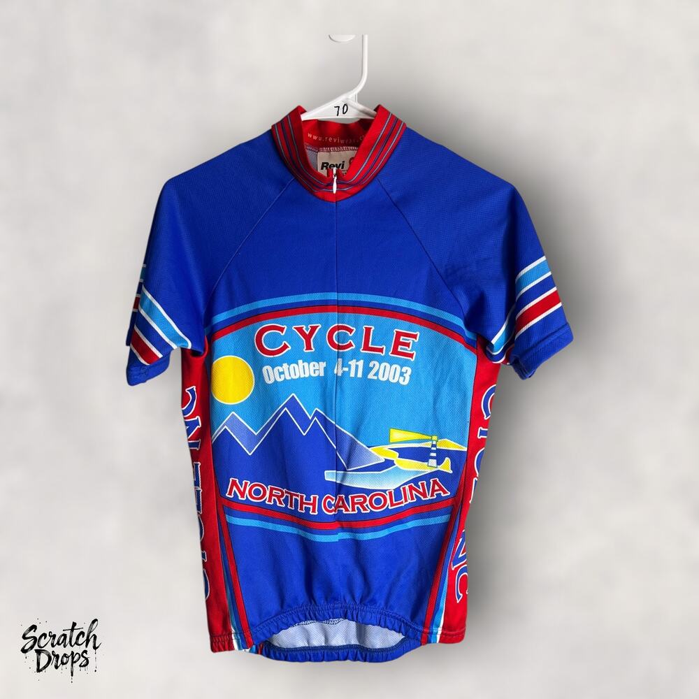 Revi Men's Cycling Jersey Size Small 2003 Made in USA Bike Race Event Tee M08